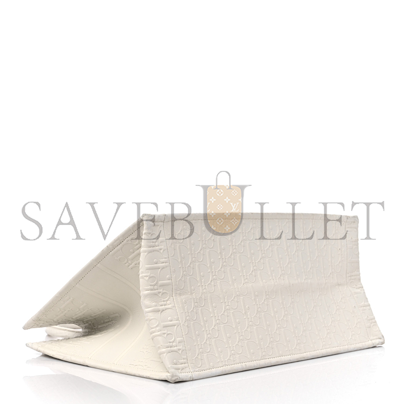 D*or oblique calfskin embossed medium book tote ivory  (36*27*17.1cm)